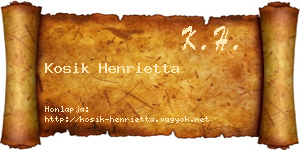Kosik Henrietta névjegykártya